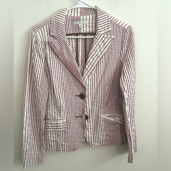 Cabi Women's Blazer Jacket Captains Fitted Red White Stripe Career Size 10 - Picture 2 of 4